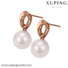 C207045--29452 Xuping Moda Rose banhado a ouro Brincos Jóias Elegante Pérola Studs brincos com Vidro